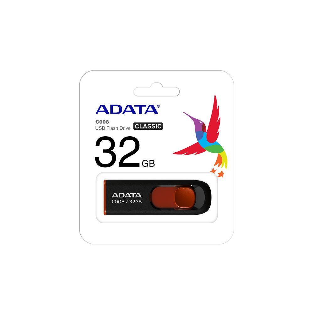 PEN DRIVE ADATA AC008 32GB PRETO/VERMELHO AC008-32G-RKD