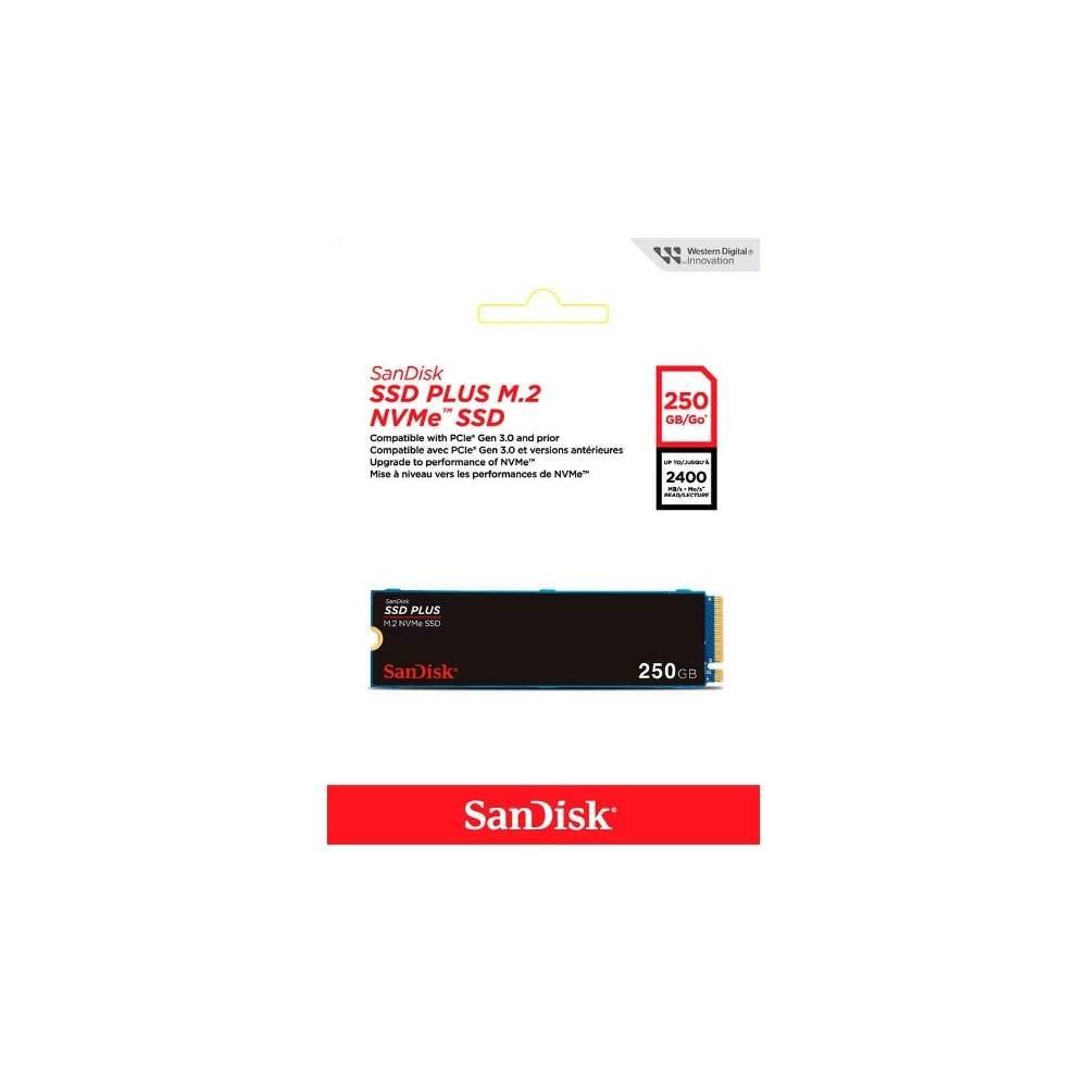 SSD SANDISK PLUS 250GB M.2 2280 NVME PCIE 3.0 - SDSSDA3N-250G-G26